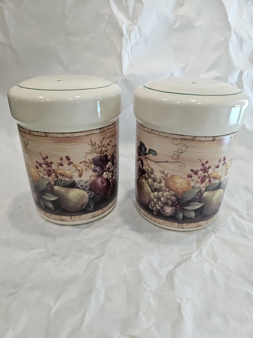Certified International Corp Fruit Ceramic Salt & Pepper Shakers Set 2 4in
